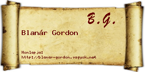 Blanár Gordon névjegykártya